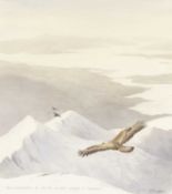 ‡ PHILIP SNOW (British, born 1947) watercolour - 'Ben Cruachan to Mull, Golden eagle & ravens',