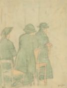 GWEN JOHN (Welsh 1876-1939) watercolour and pencil - entitled verso, 'Three Woman in Church' on