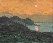 ‡ SIR KYFFIN WILLIAMS RA (Welsh 1918-2006) oil on canvas - entitled verso, 'Sunset Yr Eifl' on