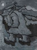 ‡ KARL DAVIES (Welsh b. 1971) oil on canvas - farmer walking in the moonlight, signed and dated