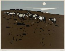 ‡ SIR KYFFIN WILLIAMS RA (Welsh 1918-2006) limited edition (93/100) linocut - 'Ponies, Anglesey',