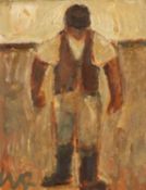 ‡ WILL ROBERTS (Welsh 1907-2000) oil on board - entitled verso, 'Man in the Sun', signed with