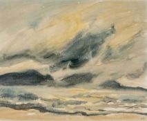 ‡ SIR KYFFIN WILLIAMS RA (Welsh 1918-2006) watercolour - entitled verso 'No. 3, Sea at Llanddwyn',