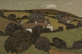 ‡ TOM GERRARD (Welsh 1923-1976) oil on board - entitled verso, 'Tan y Mynydd, Waun Fawr,