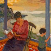 ‡ CLAUDIA WILLIAMS (1933-2024) oil on canvas - entitled verso, 'Reading by the Bay Window' on Martin