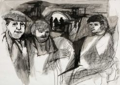 ‡ JOHN ELWYN (Welsh 1916-1997) mixed media - entitled verso 'The End of the Shift', dated 1985, John