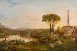 SAMUEL HUGHES (active 1845- c.1860) oil on canvas - entitled verso, 'Distant View of Plas Newydd