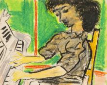 ‡ CERI RICHARDS (Welsh 1903-1971) crayon - entitled verso, 'Pianist II' on Martin Tinney Gallery