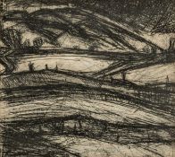 ‡ PETER PRENDERGAST (Welsh 1946-2007) ink on paper - landscape, signed, 17 x 19cms Provenance: