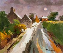 ‡ DONALD MCINTYRE (1923-2009) acrylic - entitled verso 'Anglesey' on Larks Gallery, Aberdeenshire