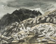 ‡ SIR KYFFIN WILLIAMS RA (Welsh 1918-2006) watercolour - the famous knife-edge arête of Crib Goch