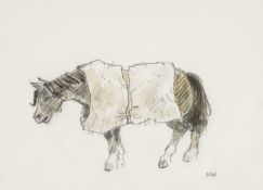 ‡ SIR KYFFIN WILLIAMS RA (Welsh 1918-2006) mixed media - a forlorn standing pony with rudimentary