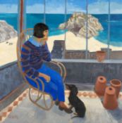 ‡ CLAUDIA WILLIAMS (1933-2024) oil on canvas - entitled verso, 'Waiting' on Martin Tinney Galley