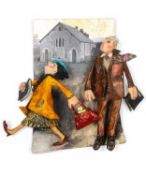 ‡ LUNED RHYS PARRI (Welsh b.1970) mixed media construction - entitled verso, 'Gwr a Gwraig o Flaen y