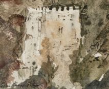 ‡ JOHN KNAPP-FISHER (1931-2015) mixed media - castellated towers, signed and dated 1985, 10 x