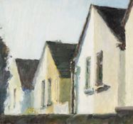 ‡ MARK SAMUEL (b.1956) oil on panel - Cardiff houses, entitled verso, 'Terrace, Canton' on Martin