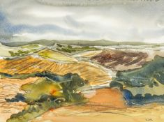 ‡ KAREL LEK (1929-2020) mixed media on card - expansive landscape, signed, 29 x 39cms Provenance: