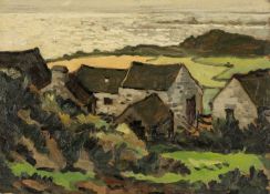 ‡ SIR KYFFIN WILLIAMS RA (Welsh 1918-2006) oil on board - view of Rhoscryman, a north Anglesey