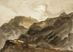 ‡ SIR KYFFIN WILLIAMS RA (Welsh 1918-2006) watercolour - entitled verso on label 'Sun above Crib