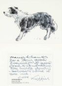 ‡ SIR KYFFIN WILLIAMS RA (Welsh 1918-2006) print - sheepdog, together with handwritten message '