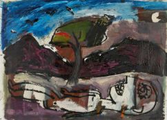 ‡ IWAN BALA (Welsh b.1956) mixed media - entitled verso, 'Study for the Last Welshman', signed and