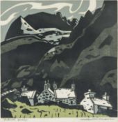 ‡ SIR KYFFIN WILLIAMS RA (Welsh 1918-2006) artist's proof linocut - 'Gwastadnant', signed in pencil,