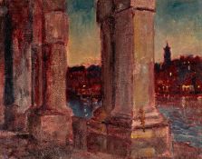 CHRISTOPHER WILLIAMS (Welsh 1873-1934) oil on canvas - entitled verso 'Nocturne: Grand Canal,