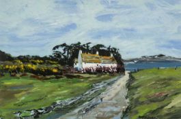 ‡ SION MCINTYRE (Welsh b.1975) acrylic on board - entitled verso, 'Aberrhoccwn Cottage' on Albany