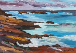 ‡ SION MCINTYRE (Welsh b.1975) acrylic on paper - entitled verso, 'Iona Shore' on Albany Gallery