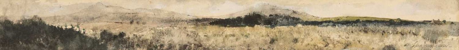 ‡ JOHN KNAPP-FISHER (1931-2015) watercolour - moorland landscape with distant hills, signed and