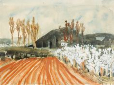 ‡ GWILYM PRICHARD (Welsh 1931-2015) mixed media - entitled verso 'Dark Hill and Blossom' on Heal's