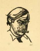 ‡ SIR KYFFIN WILLIAMS RA (Welsh 1918-2006) limited edition (1/5) linocut - self-portrait, signed