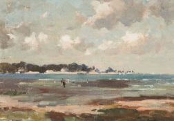 ‡ GYRTH RUSSELL (1892-1970) oil on board - entitled verso, 'Red Wharf Bay, Anglesey' on Albany