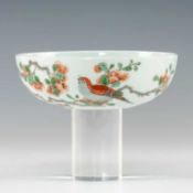 CHINESE FAMILLE VERTE PORCELAIN 'BIRD & BLOSSOM' BRUSH WASHER, Xuande six-character mark in double