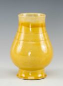 CHINESE MONOCHROME PORCELAIN VASE, HU, impressed Qianlong six-character mark, of pear shape with