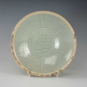 CHINESE QINGBAI 'TWIN FISH' BOWL, Southern Song Dynasty, the gently curving sides applied on the