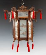CHINESE REVERSE GLASS PAINTED LANTERN, folding hexagonal form, 51cms (h) Provenance: private