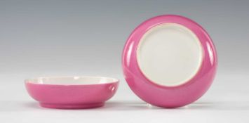 PAIR OF CHINESE MONOCHROME PINK PORCELAIN CONDIMENT DISHES, 9cms (diam.) (2) Provenance: private