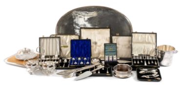 ASSORTED EPNS including breadboard, butter dish, strawberry set, ice bucket, fish servers, bottle