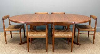 SIX MCM H. W. KLEIN FOR BRAMIN MØBLER TEAK & CORD DINING CHAIRS, together with Svend Aage Madsen for