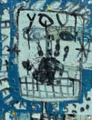 NEALE HOWELLS (b.1965) mixed media on acrylic - entitled, 'You', signed and dated verso 2000, 42 x