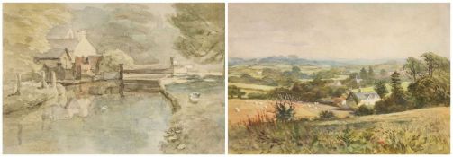 ‡ ARTHUR MILES (1905-1987) watercolours (a pair) - entitled verso, 'Brecon, Canal Lock', signed