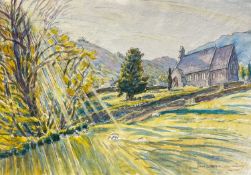 EDGAR HOLLOWAY watercolour and pencil - entitled, 'Lona Sleddale', signed and dated 2000, 39 x 55cms