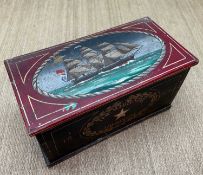 'THE WHITE STAR' TEA CLIPPER ABERDEEN 1867, painted chest, metal carry handles, 44 (h) x 89 (w) x