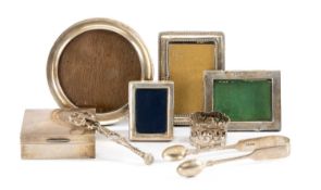 ASSORTED SILVER, including George III sugar nips of scissor form, Victorian fiddle pattern sugar