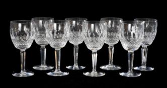 SET 8 WATERFORD CRYSTAL 'COLLEEN' PATTERN WINE GOBLETS, 18 (h) x 8cms (w) Provenance: private