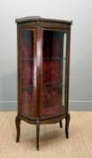 LOUIS XVI STYLE MAHOGANY VITRINE, yellow marble top with pierced brass gallery, ormolu mounts,