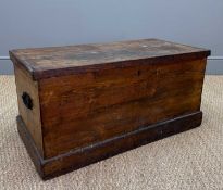 ANTIQUE BOARDED CHEST, metal carry handles to each side, 42 (h) x 85 (w) x 45cms (d) Provenance: