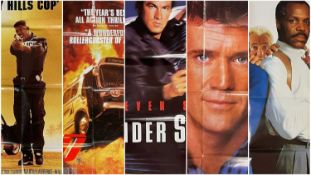 FIVE MODERN ACTION MOVIE POSTERS Bad Boys (1995), Speed (1994), Under Siege 2 (1995), Lethal