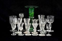 ASSORTED GLASS, including antique wrythen moulded ale glass, armorial engraved glass, and a Topglass